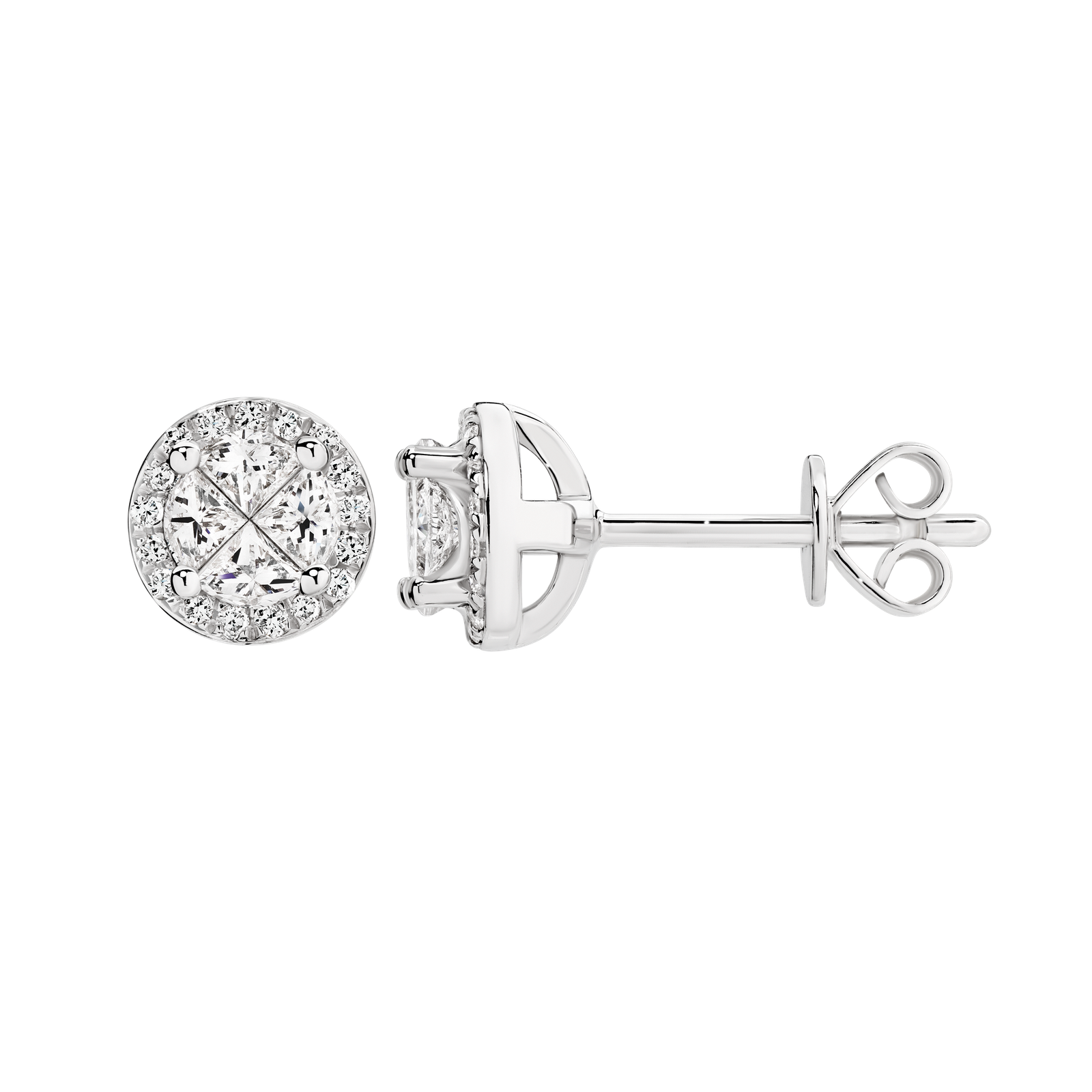 18ct Invisible Set Round Diamond Stud Earrings