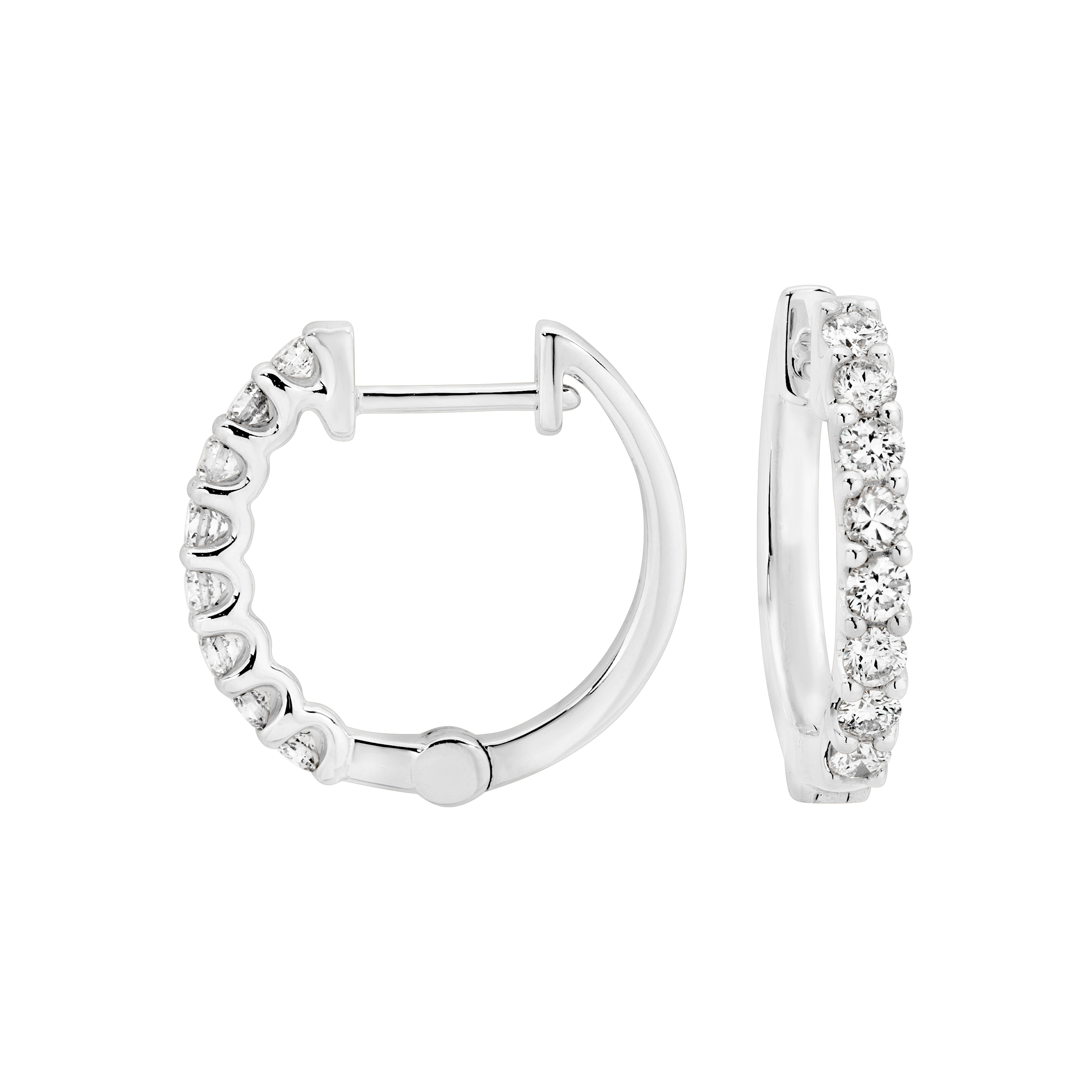 18ct Round Claw Diamond Huggie Earrings 0.50ct