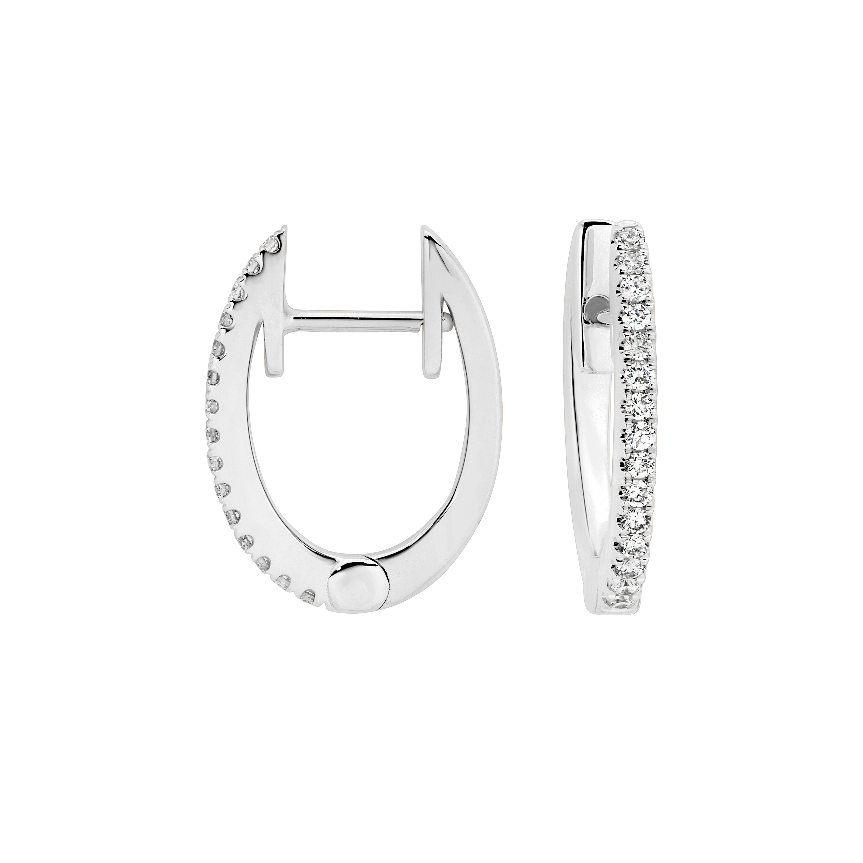 9ct Oval Claw Diamond Huggie Earrings 0.10ct