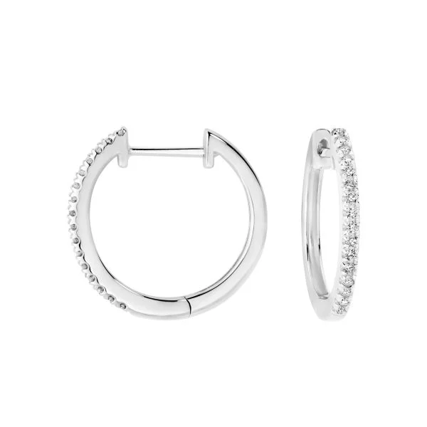 9ct Round Claw Set Diamond Huggie Earrings 0.10ct