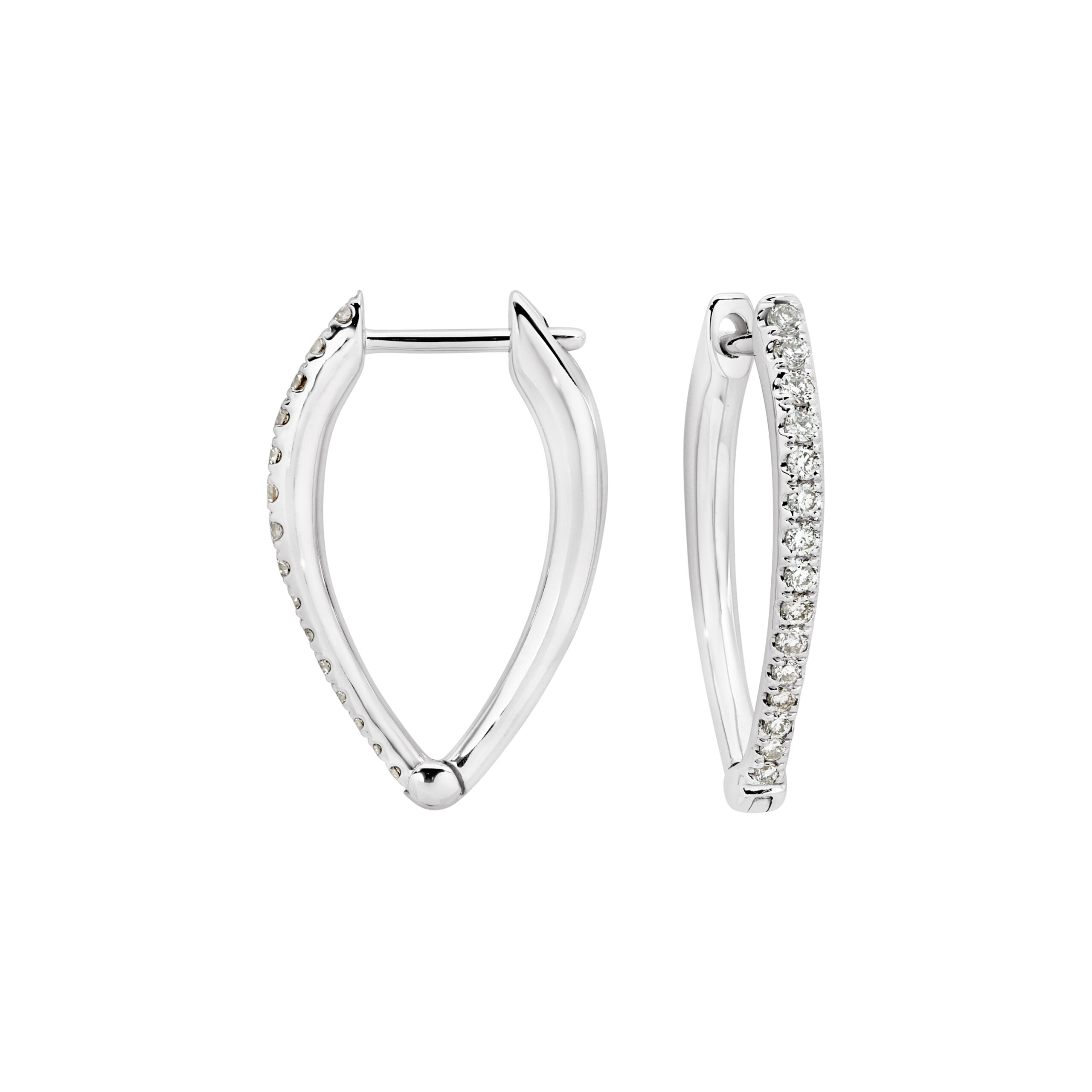 9ct V-Shaped Claw Set Diamond Huggie Earrings 0.10ct