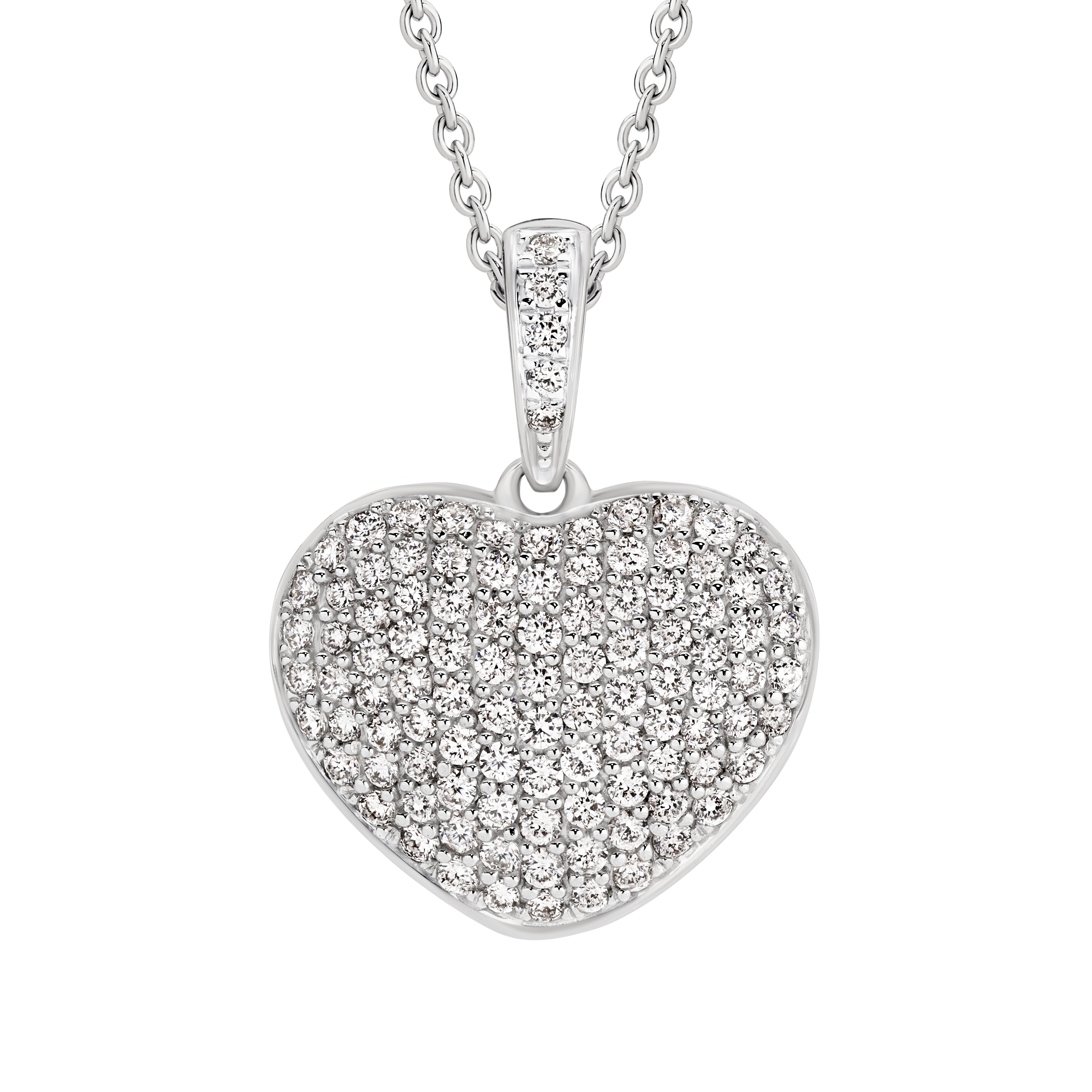 0.55ct Micro Pave Diamond Heart Pendant 18ct