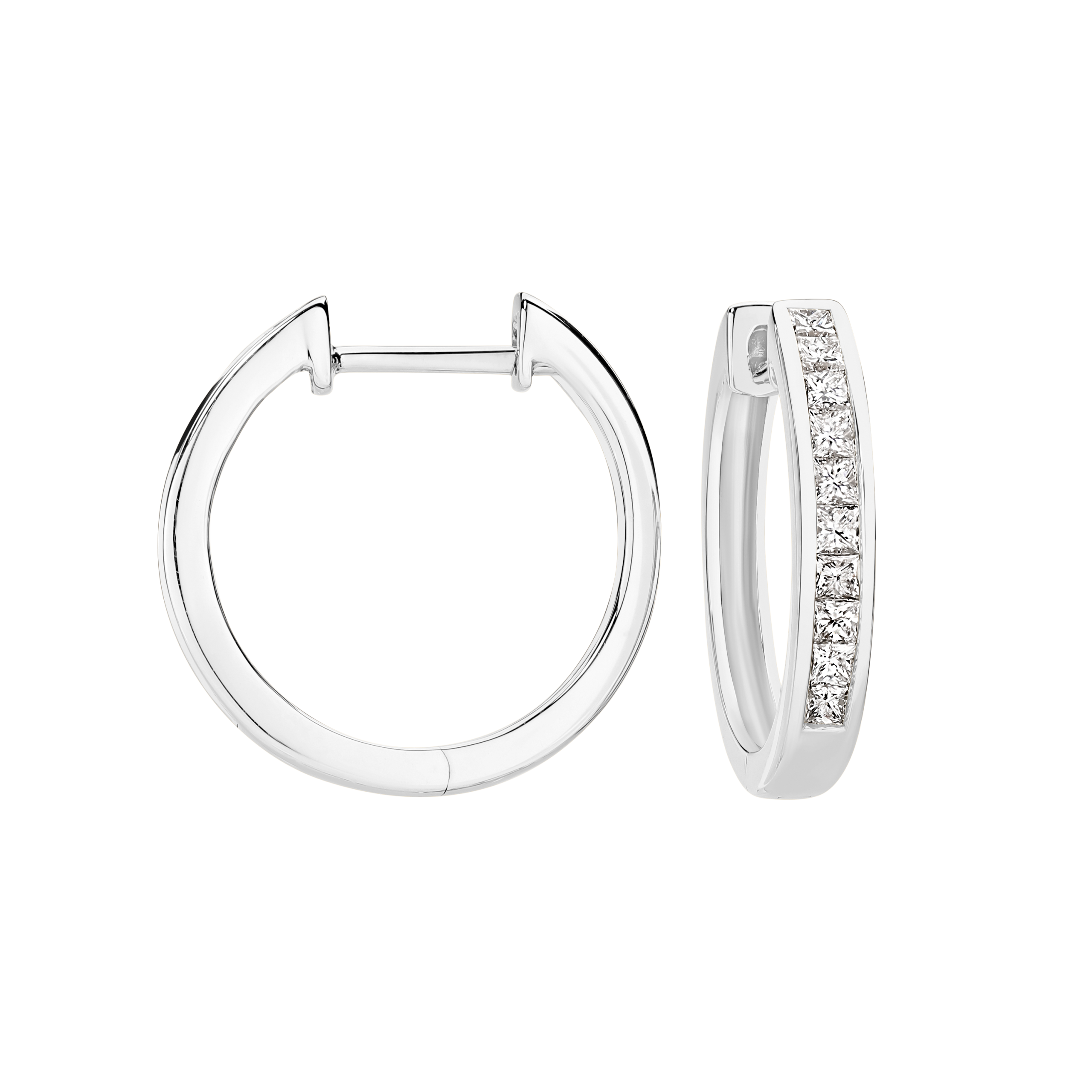 18ct Round Princess Cut Diamond Huggie Earrings 0.50ct