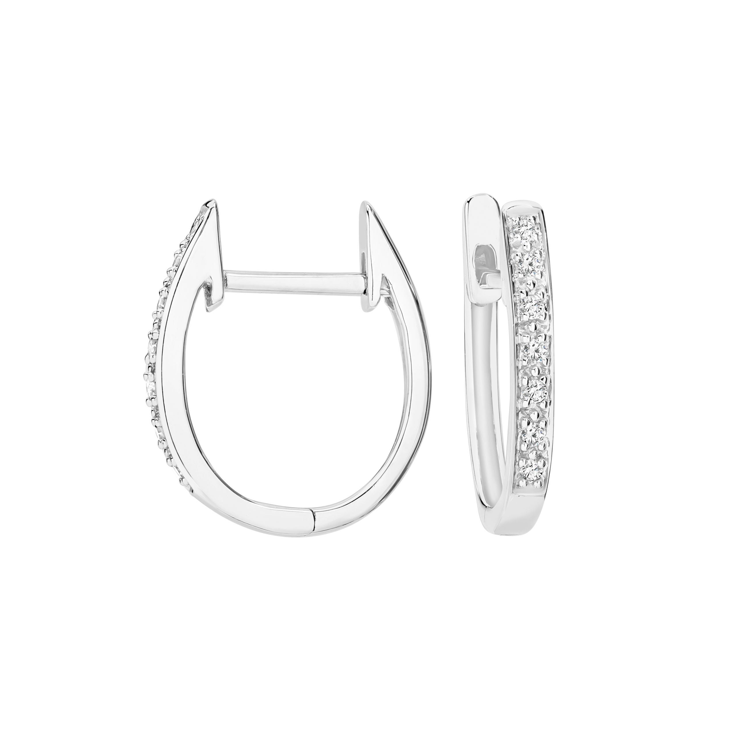 9ct Oval Bead Set Diamond Huggie Earrings 0.10ct