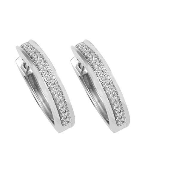 9ct Pave Set Round Huggie Earrings 0.10ct