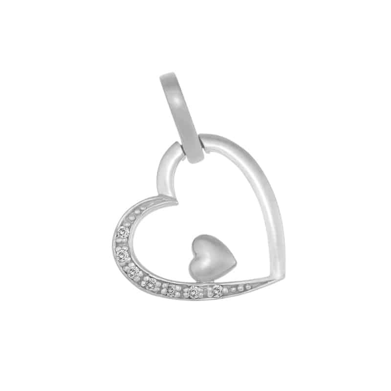 9ct Double Heart Pendant 0.05ct