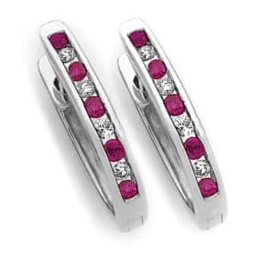 ruby & diamond huggies